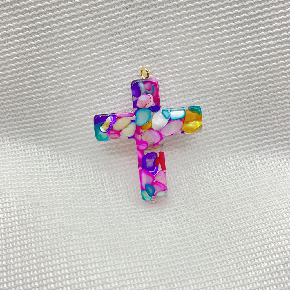 Wholesale Plastic Resin Seven Color Cross DIY Cup Chain Accessories